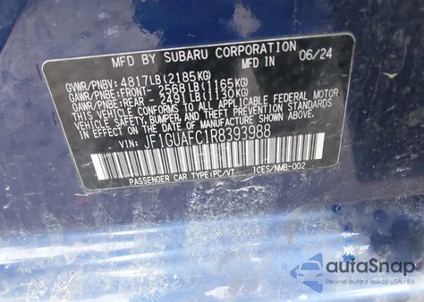 2024 Subaru Impreza Sport 5-Door из США, поврежденный, VIN JF1GUAFC1R8393988